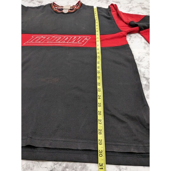 VINTAGE 90s Top Dawg Mens Jersey Sweatshirt Black Red Spell Out Long Sleeve - Picture 5 of 8